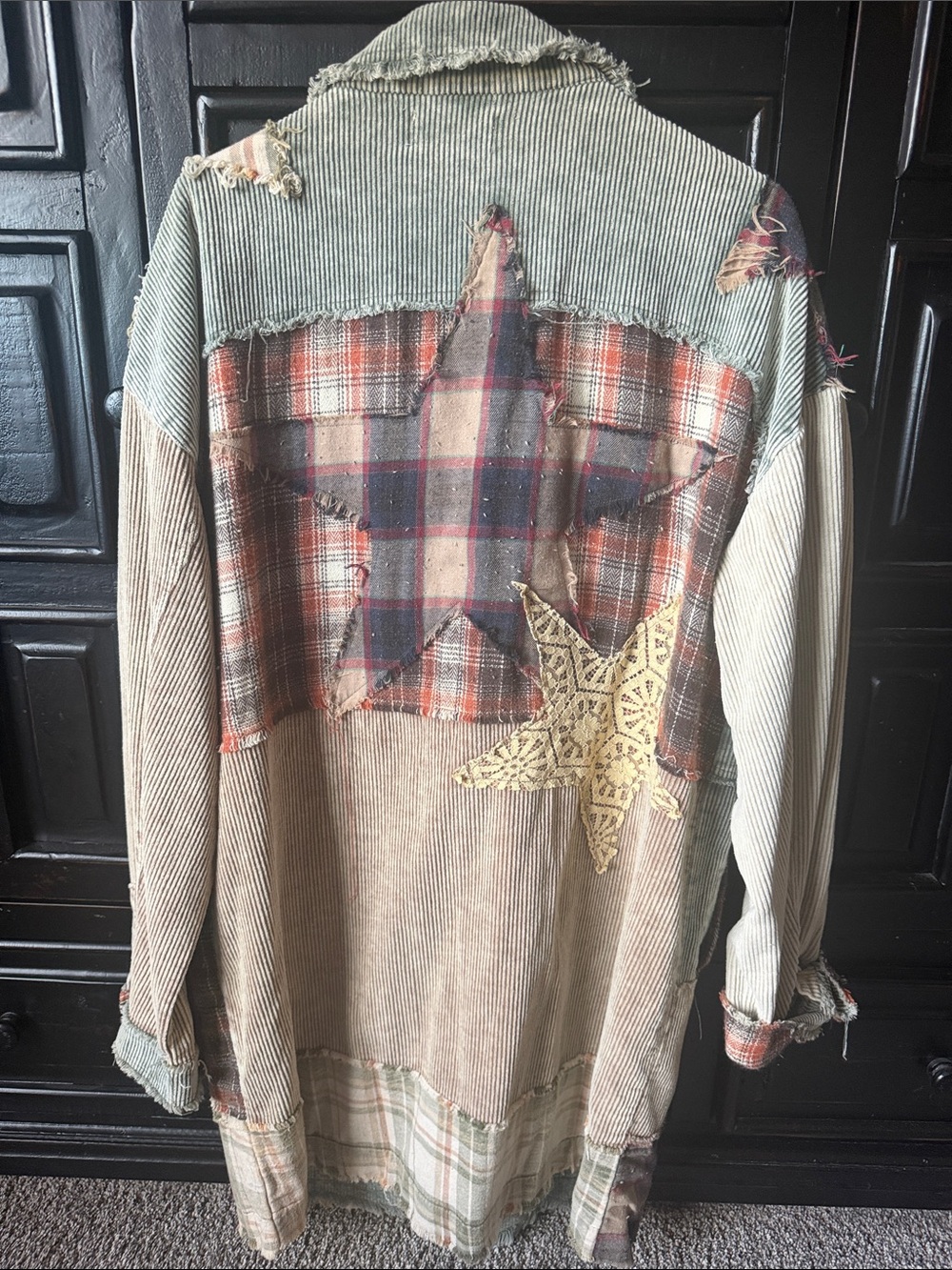 Olive & Rust Patchwork Corduroy Plaid Jacket - Picture 3 of 7